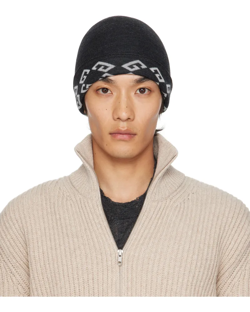 Givenchy Gray Monogram 1972 Reversible Beanie Charcoal