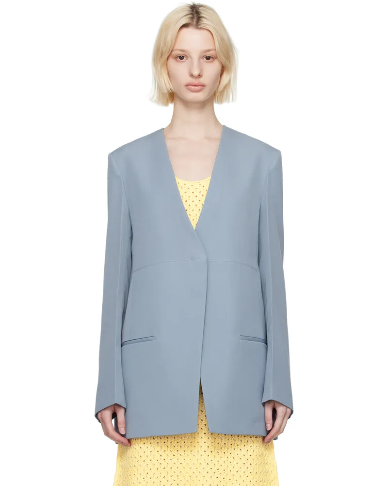 Jil Sander Blue Collarless Blazer 041