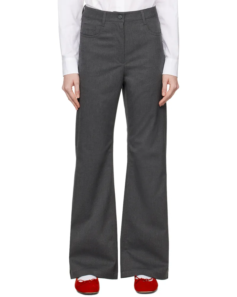 OPEN YY Gray Loose Bootcut Trousers Grey