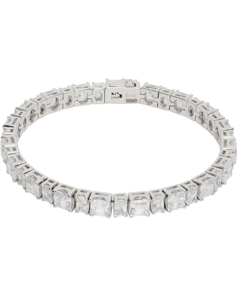 Hatton Labs Silver Puzzle Tennis Bracelet White