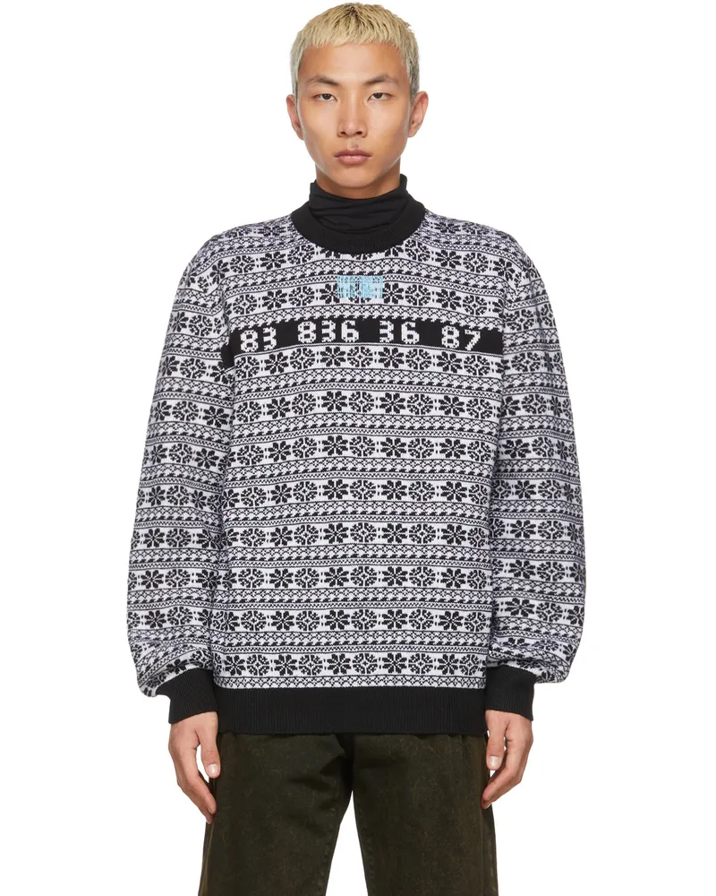 VTMNTS Black & White Number Nordic Sweater Black