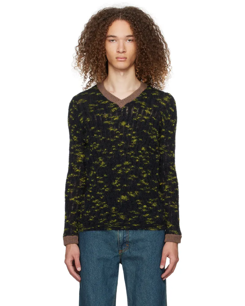 Eckhaus Latta Navy & Green Plume Sweater Celestial