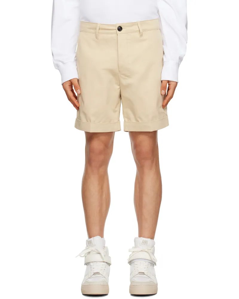 AMI Paris Beige Rolled Shorts Vanille