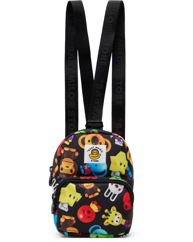 BAPE Kids Black Milo 3D All Print Pattern Micro Backpack Mlb