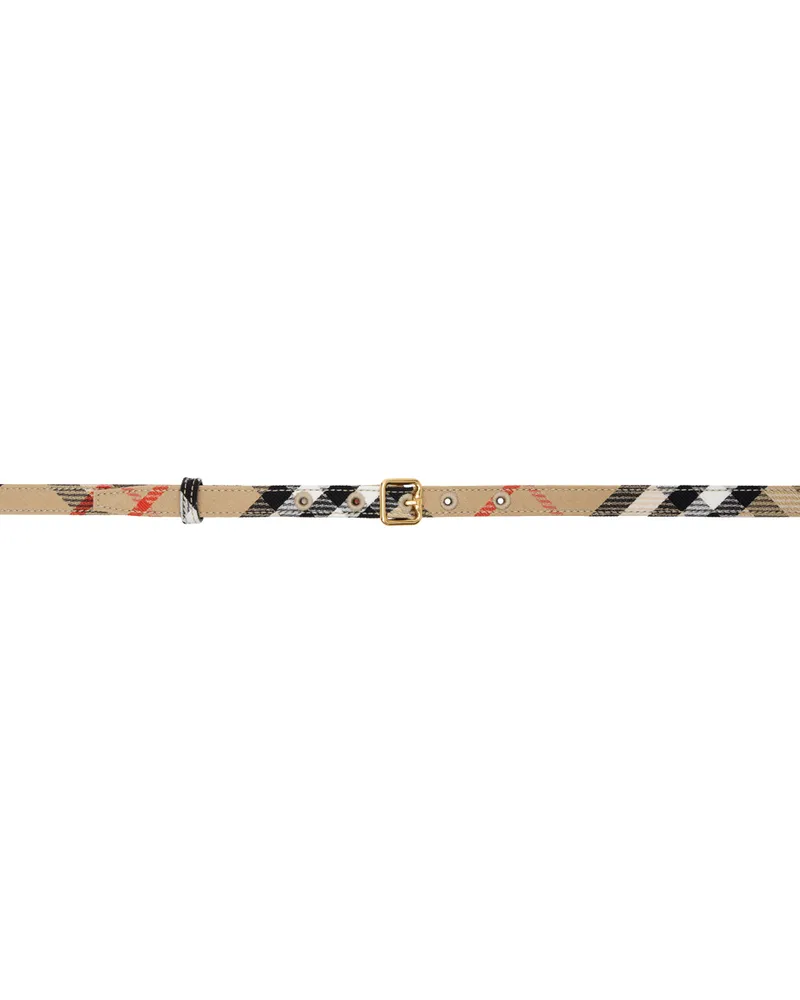 Burberry Beige Thin Check B Buckle Belt Sand