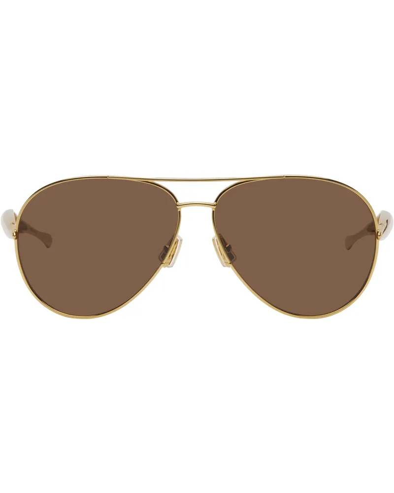 Bottega Veneta Gold Sardine Navigator Sunglasses 007
