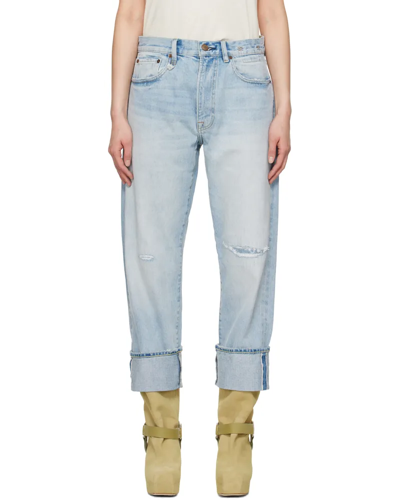 R13 Blue Cuffed X-Boyfriend Jeans Elroy