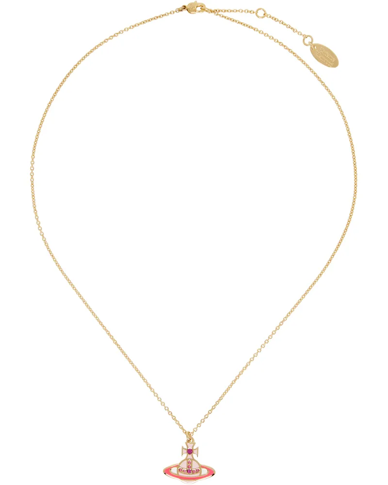 Vivienne Westwood Gold & Pink Concetta Bas Relief Pendant Necklace R857