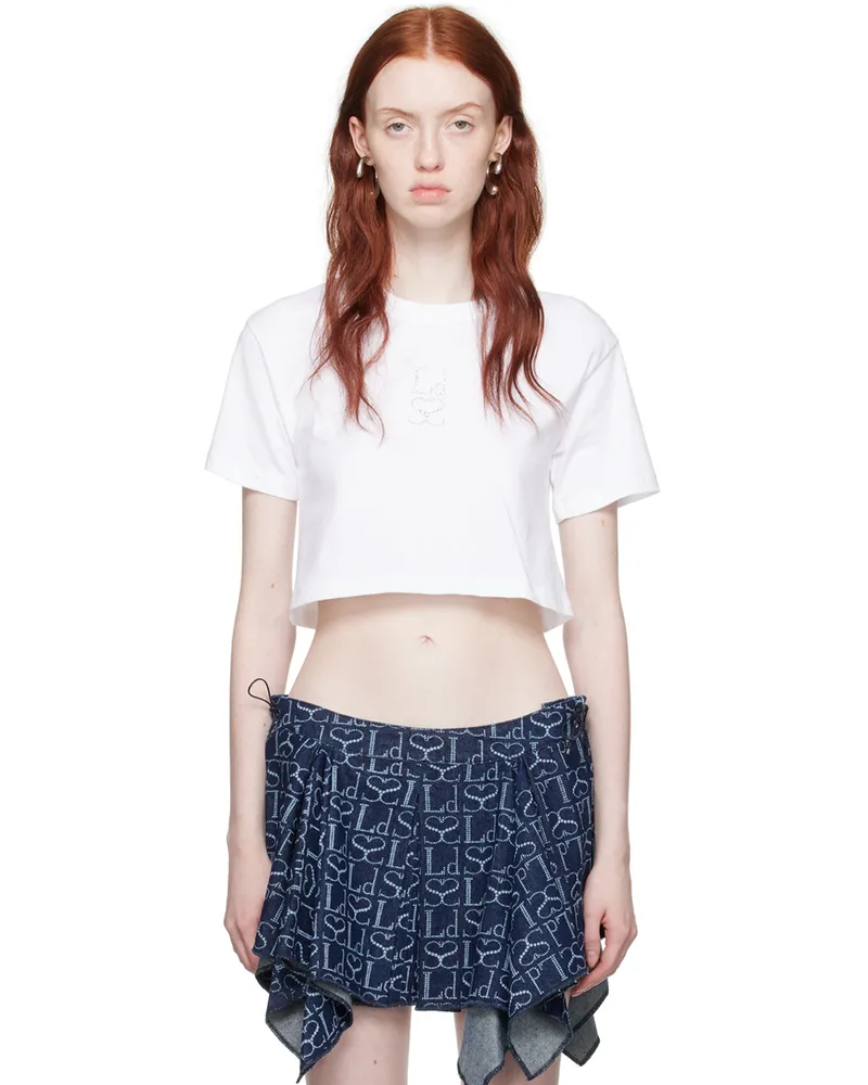 Ludovic de Saint Sernin White Crystal-Cut T-Shirt White