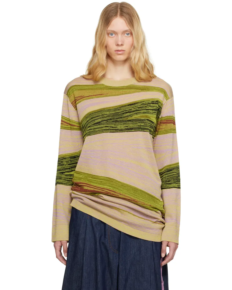Dries van Noten Green & Pink Striped Sweater 301