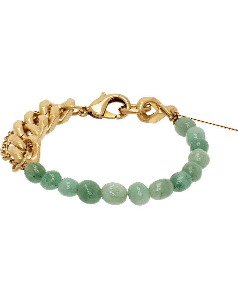 Dries van Noten Gold & Green Stone Chain Bracelet 601