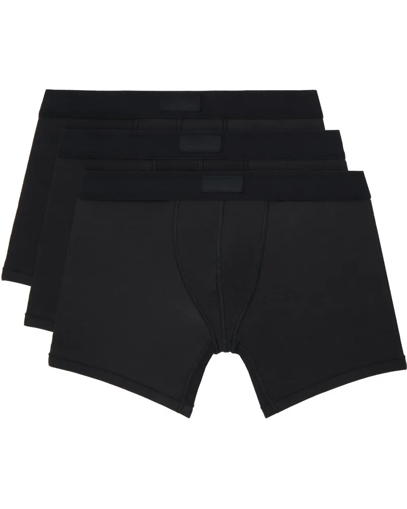 SKIMS Three-Pack Black SKIMS Cotton 5 Boxer Briefs Onyx