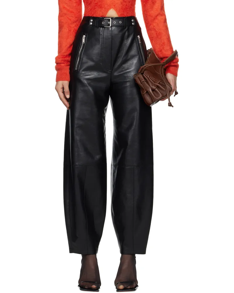 Nanushka Black Jozefa Regenerated Leather Trousers Blk