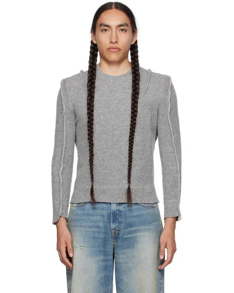 R13 Gray Flat Sleeve Sweater Heather