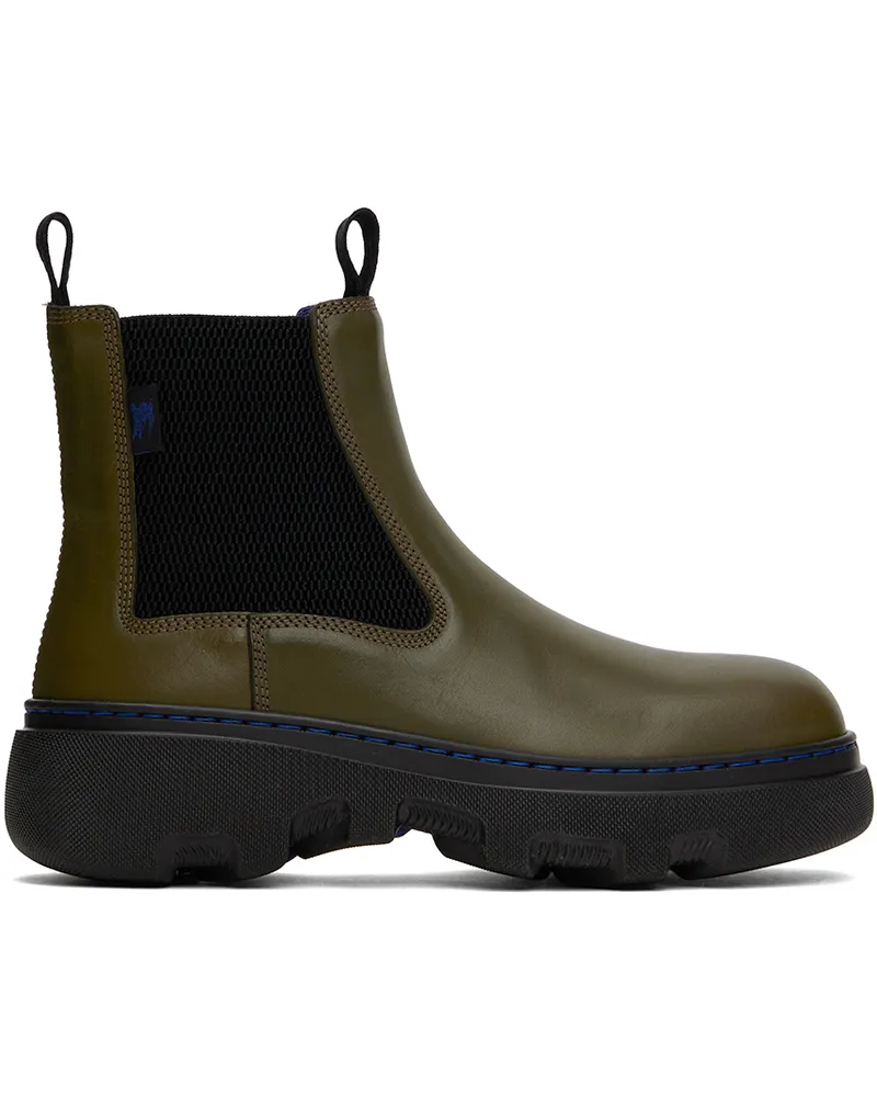 Burberry Green Leather Creeper Chelsea Boots Loch