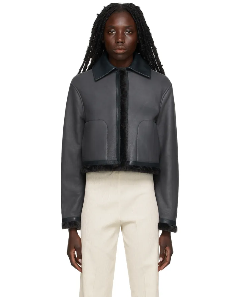 Jil Sander Navy Leather Jacket 017