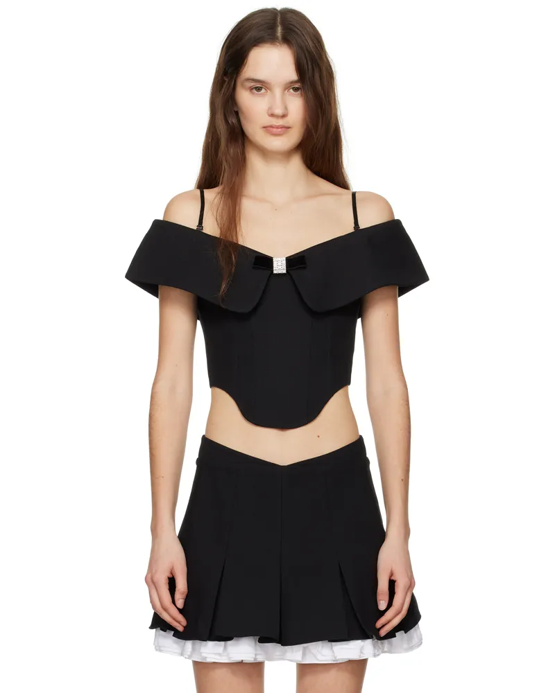 SHUSHU/TONG Black Off Shoulder Corset Top Ba100