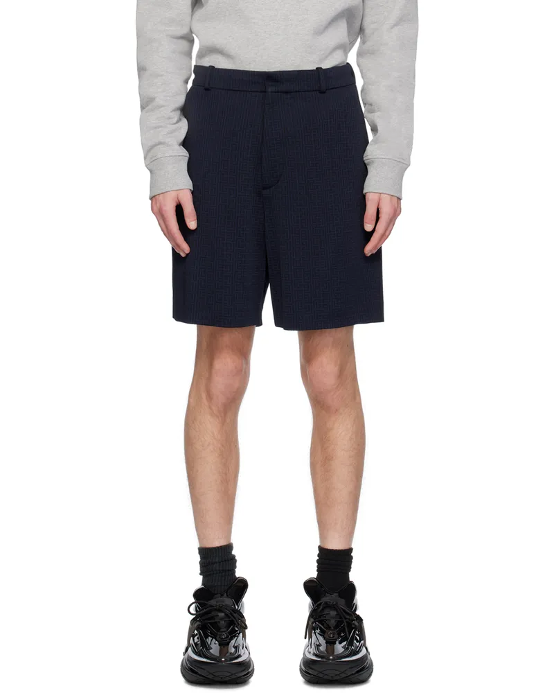 Balmain Navy Jacquard Shorts 6ub