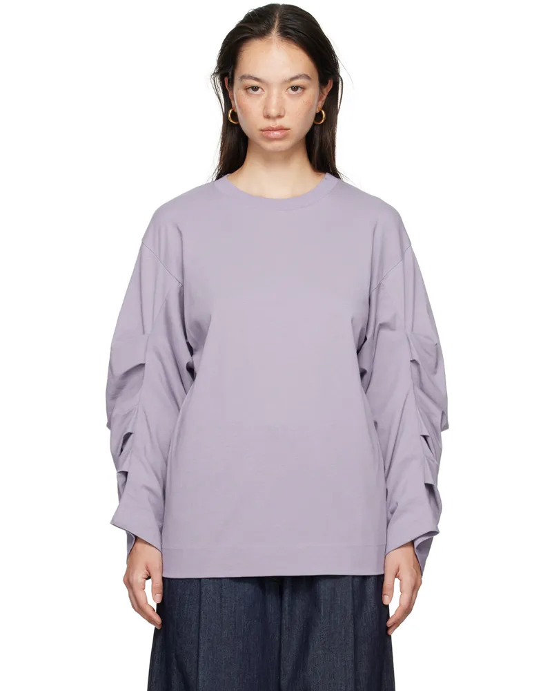 Dries van Noten Purple Pleated Sleeves T-Shirt 403