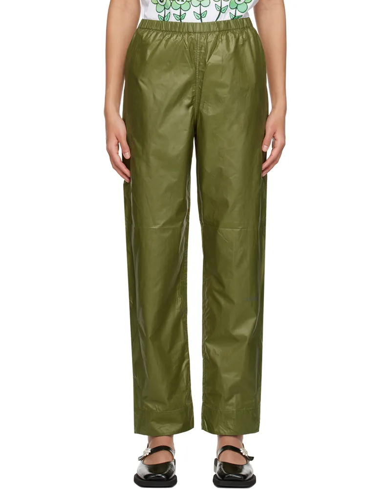 Ganni Khaki Elasticized Trousers 757