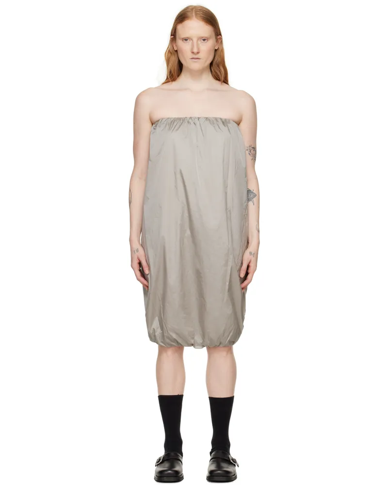 AMOMENTO Gray Shirred Minidress Grey