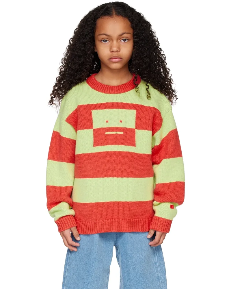 Acne Studios Kids Red & Green Jacquard Sweater Sharp