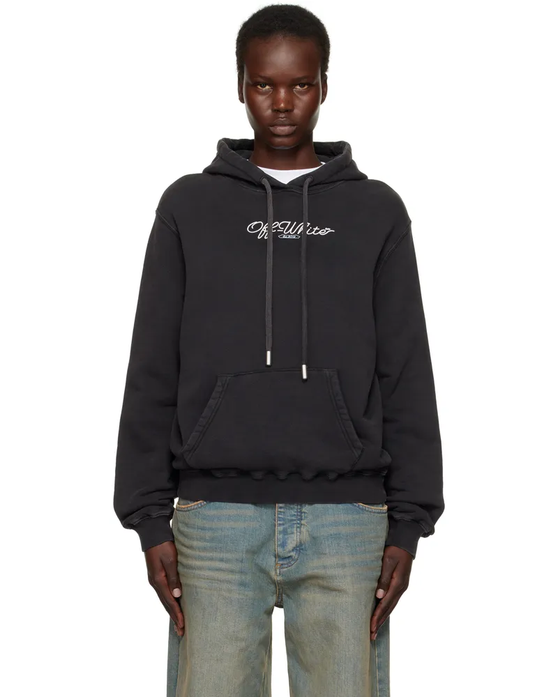 OFF-WHITE Black Scissor Arrow Hoodie Washed