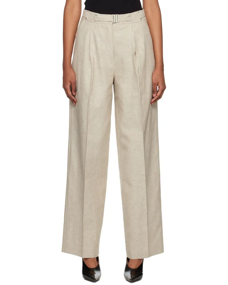 ROTATE Birger Christensen Beige Belted Trousers 16-1109