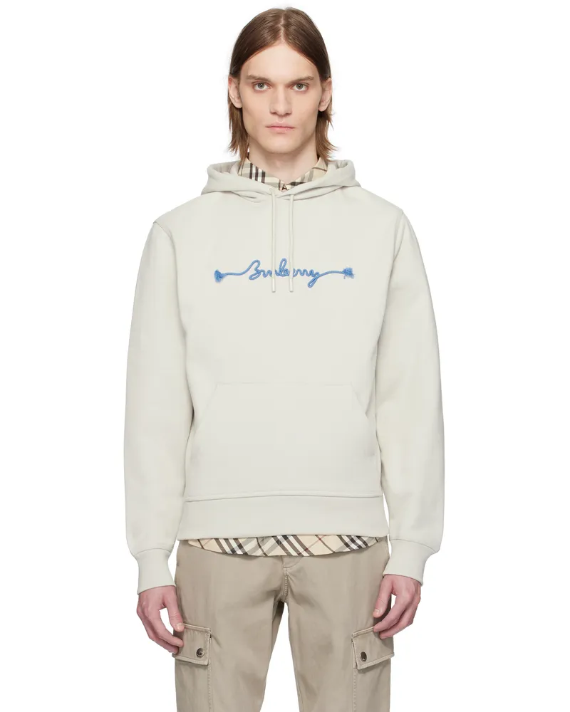 Burberry Beige Knot Logo Cotton Hoodie Sail