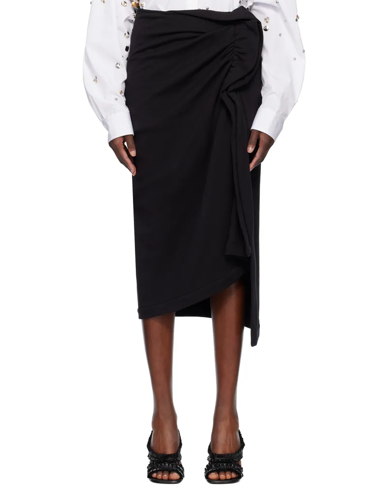 Dries van Noten Black French Terry Midi Skirt 900