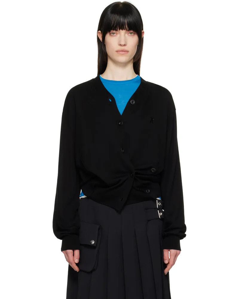 OPEN YY Black Twisted Placket Cardigan Black