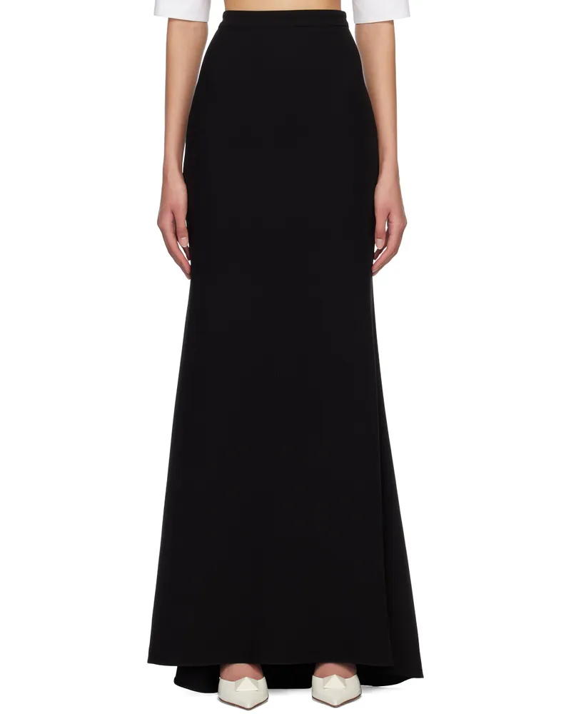 Valentino Garavani Black Flared Maxi Skirt 0no
