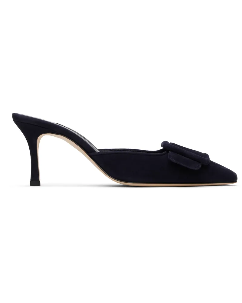 Manolo Blahnik Navy Maysale 70 Mules Navy(4116)