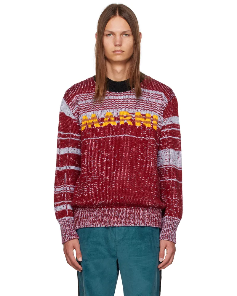 Marni Red & Blue Jacquard Crewneck Mlb50
