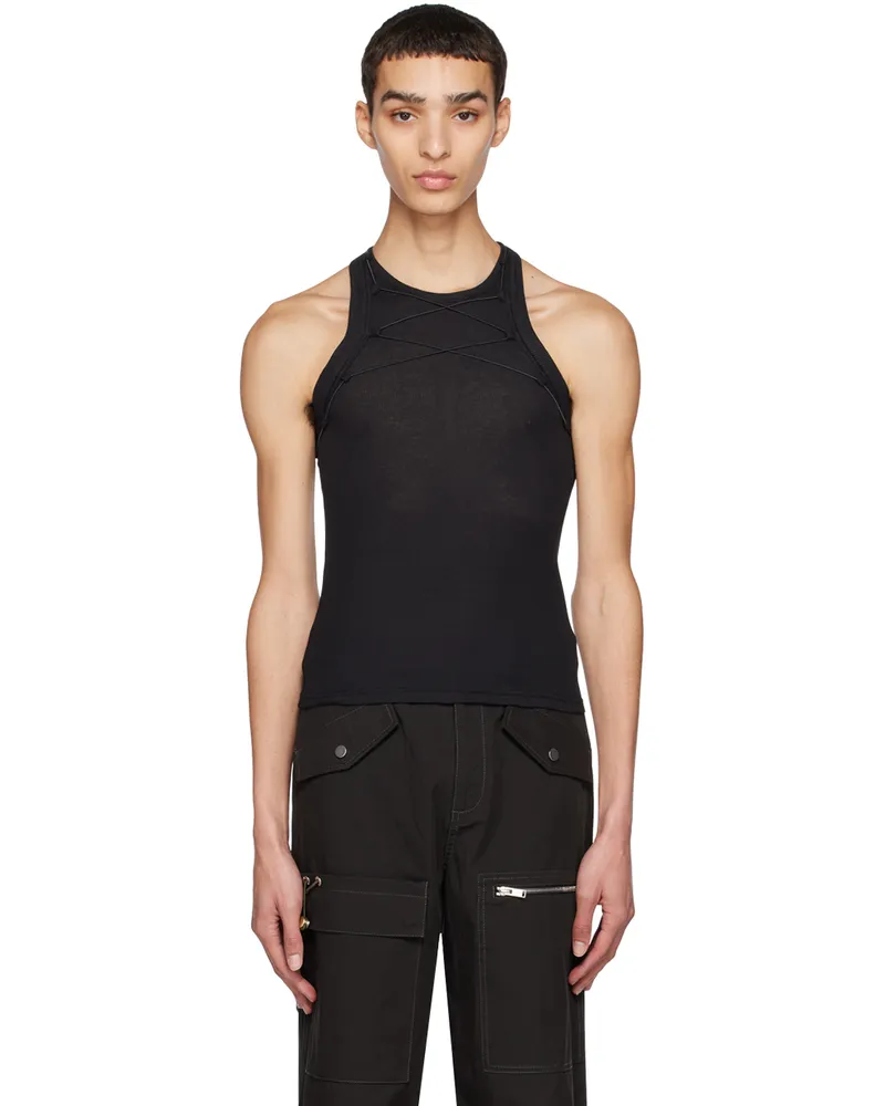 Dion Lee Black Lock Lace Tank Top Black