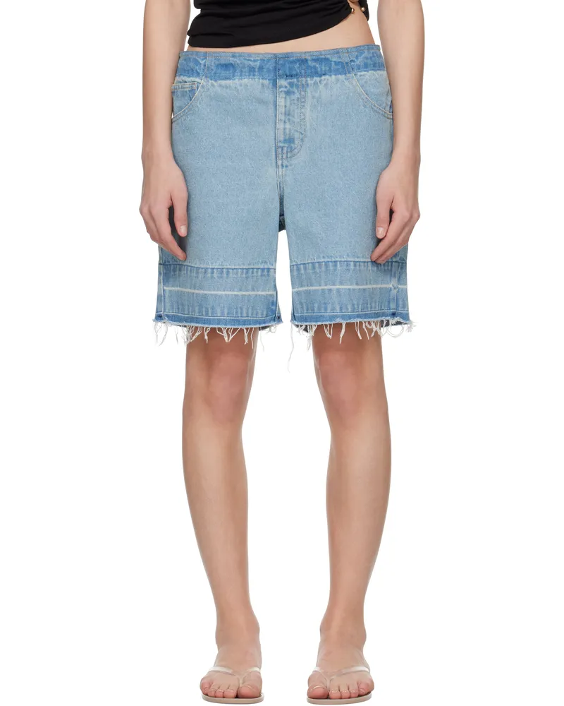 Christopher Esber Blue Deconstruct Denim Shorts Indigo