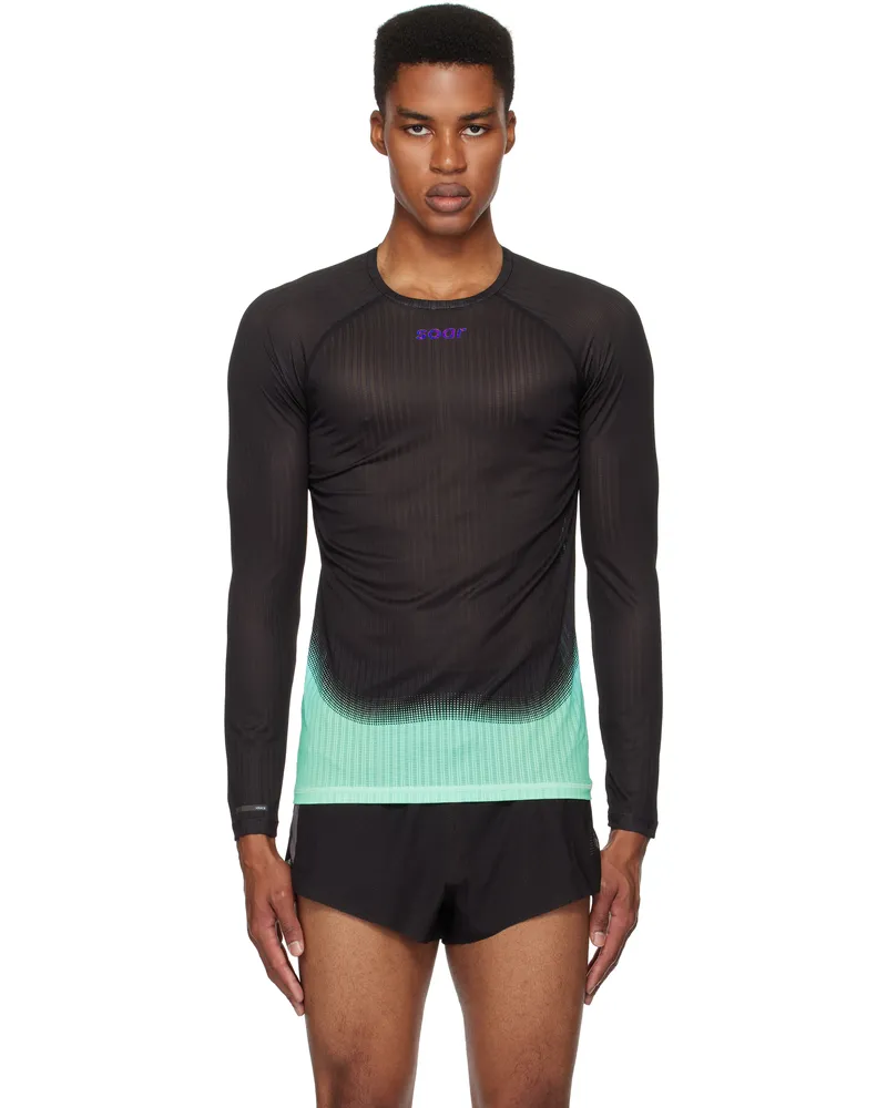 Soar Running Black & Blue Race Base Layer T-shirt Black