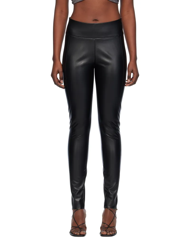 Wolford Black Edie Forming Faux-Leather Leggings 7005