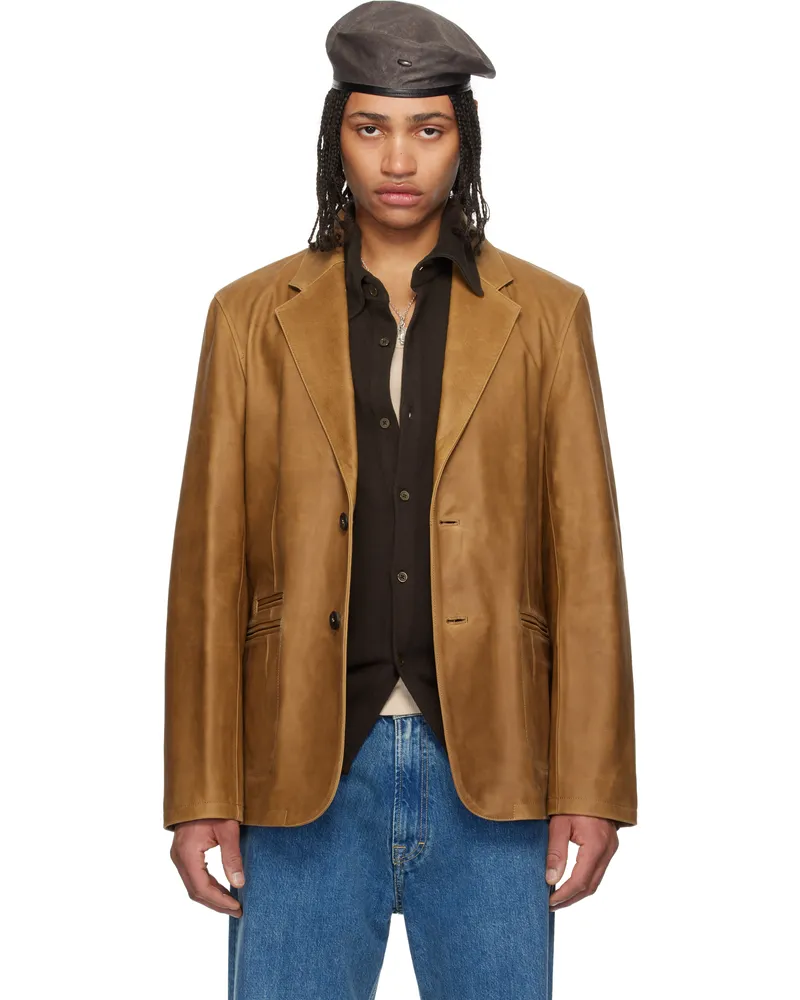 Our Legacy Tan Opening Leather Blazer Burnt