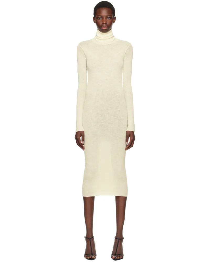 Jil Sander Off-White Ribbed Midi Dress 105