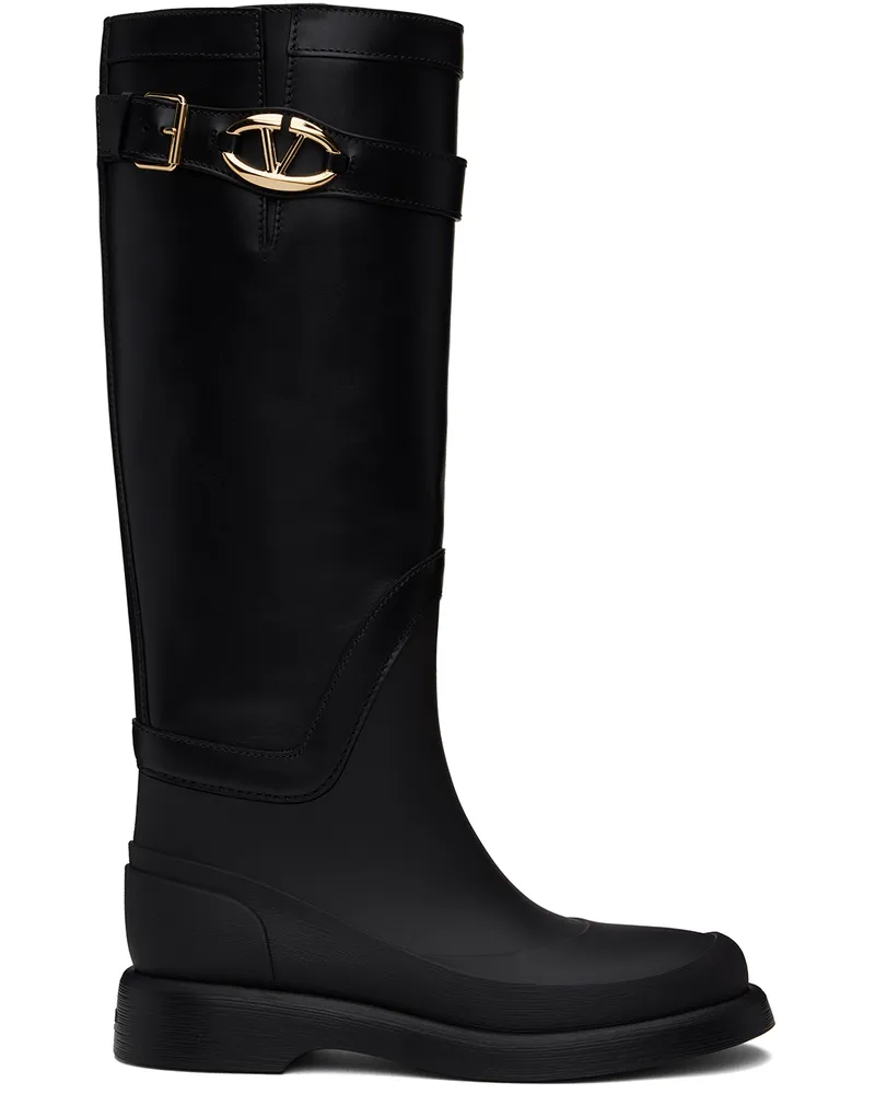 Valentino Garavani Black VLogo The Bold Edition Rain Boots 0no