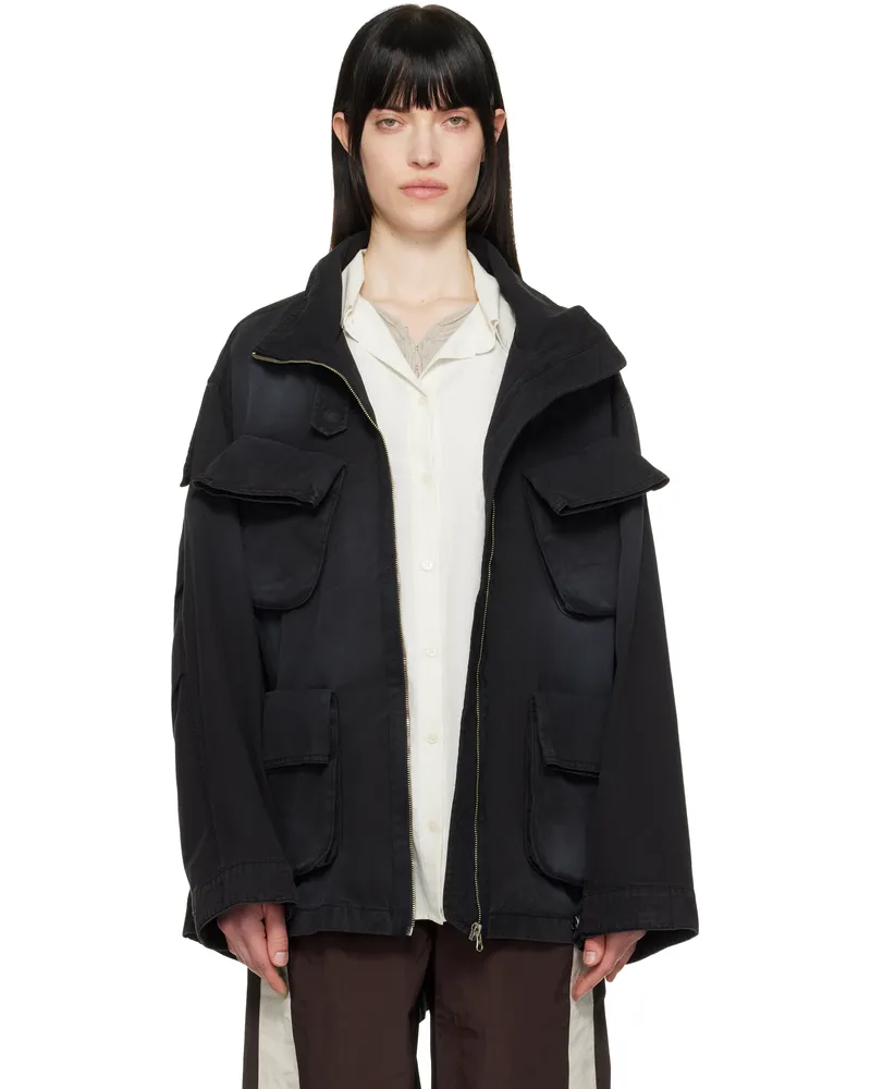 OPEN YY Black Cargo Pocket Field Jacket Black