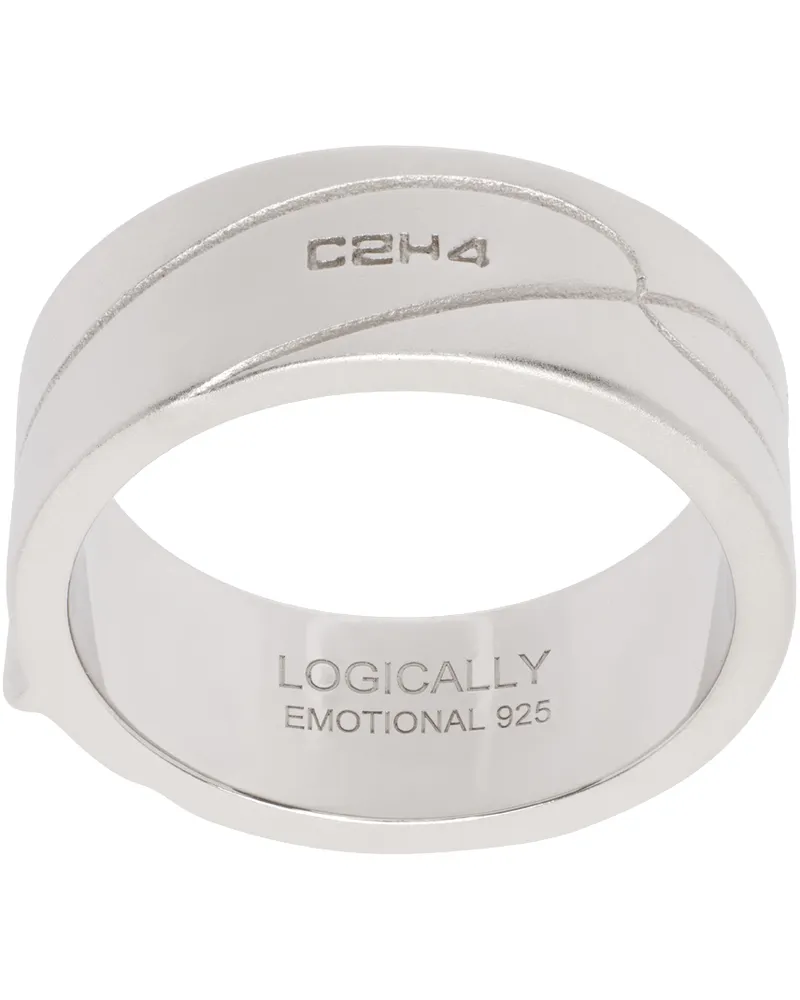 C2H4 Silver Streamline Logo Ring Silver