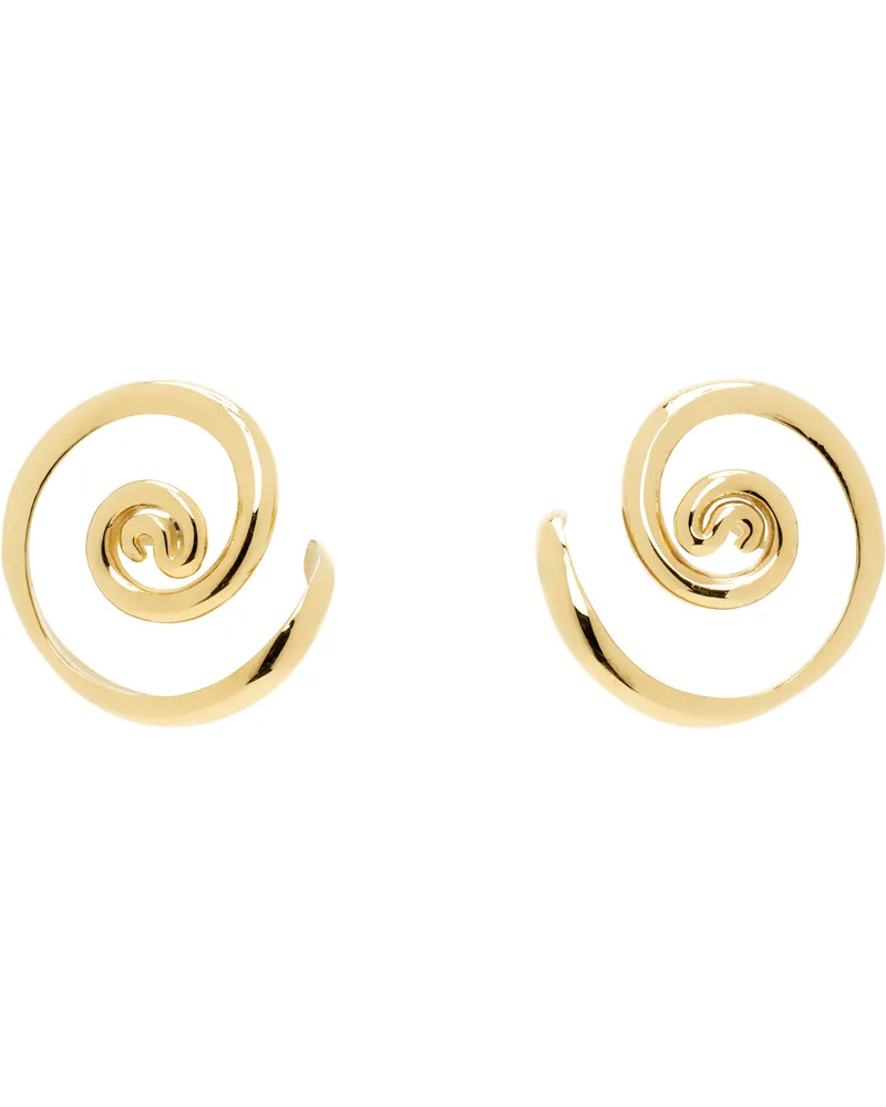 PANCONESI Gold Vortice Huggie Earrings Brass