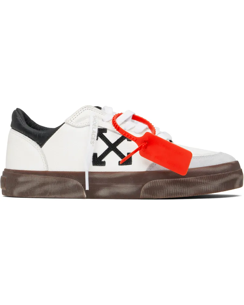 OFF-WHITE White & Black New Low Vulcanized Leather Sneakers Light