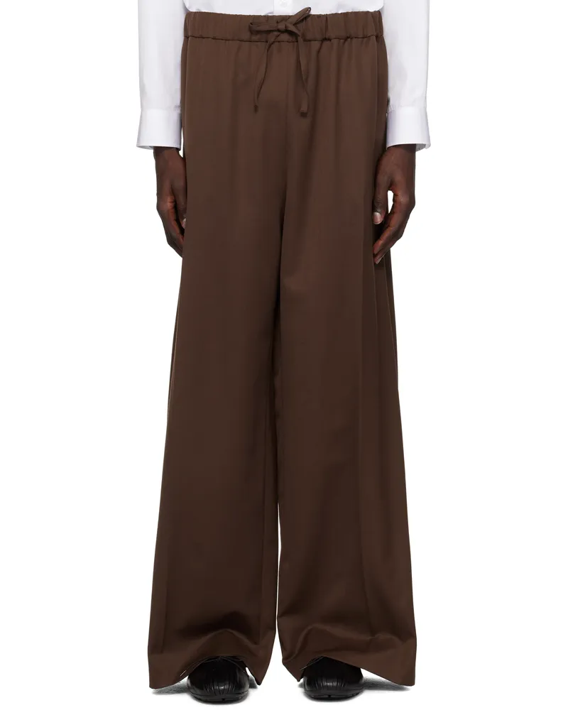 Simone Rocha Brown Wide Leg Drawstring Trousers Chocolate