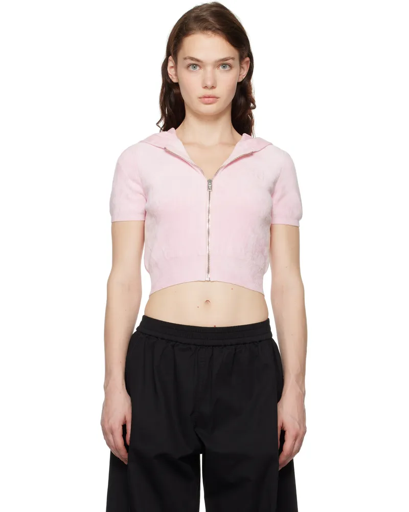 Alexander Wang Pink Cropped Zip-Up Hoodie 680