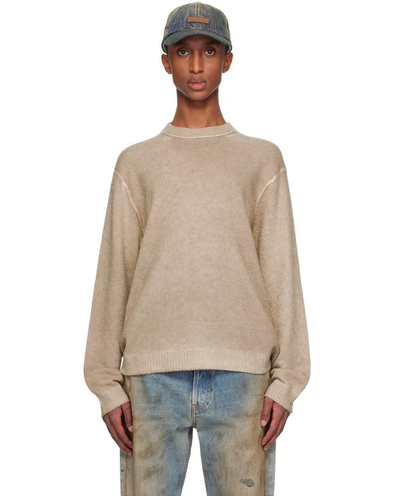 Acne Studios Beige Printed Crewneck Sweater Aek