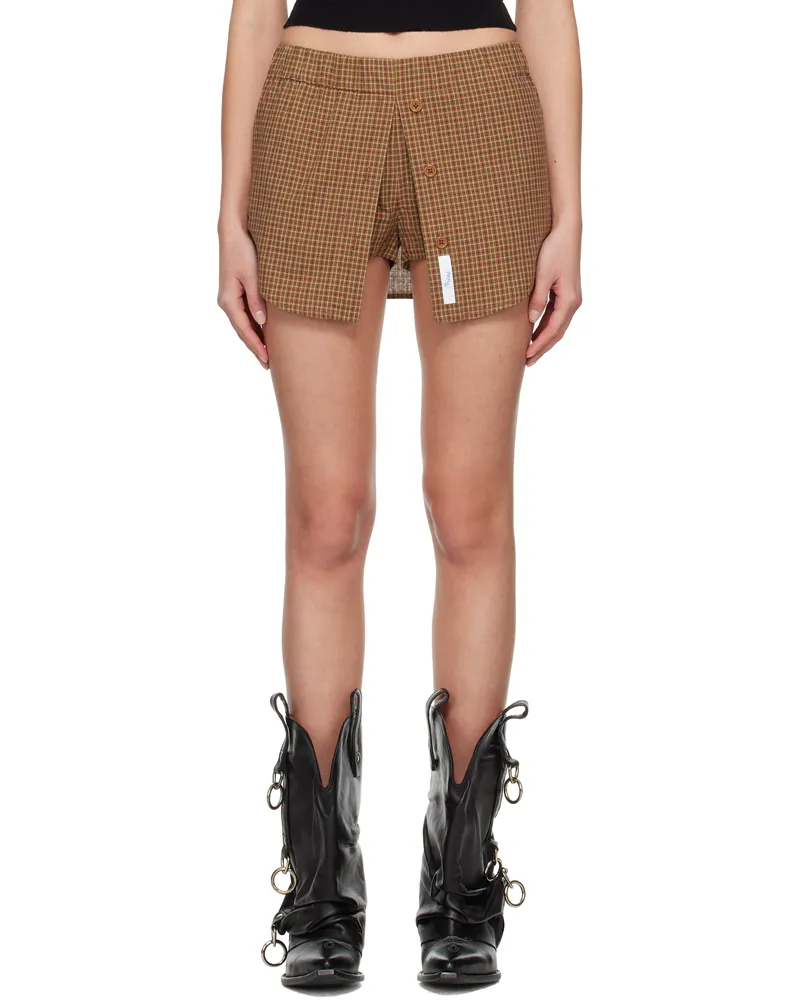 Praying SSENSE Exclusive Brown Plaid Skort Brown