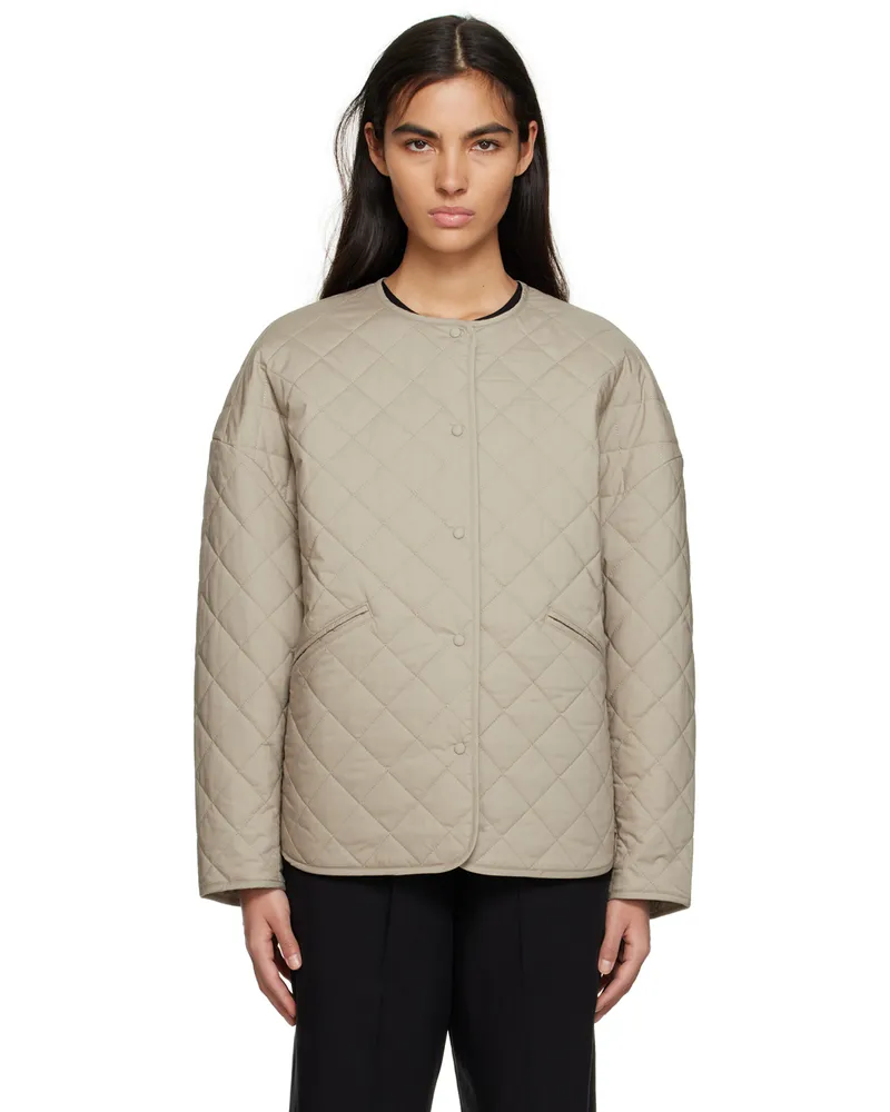 Totême Khaki Quilted Jacket Wet